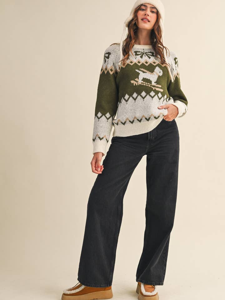 &MERCI - Wholesale Knit Sweater - Women's - DOG MOTIF SWEATER PULLOVER MSW112228