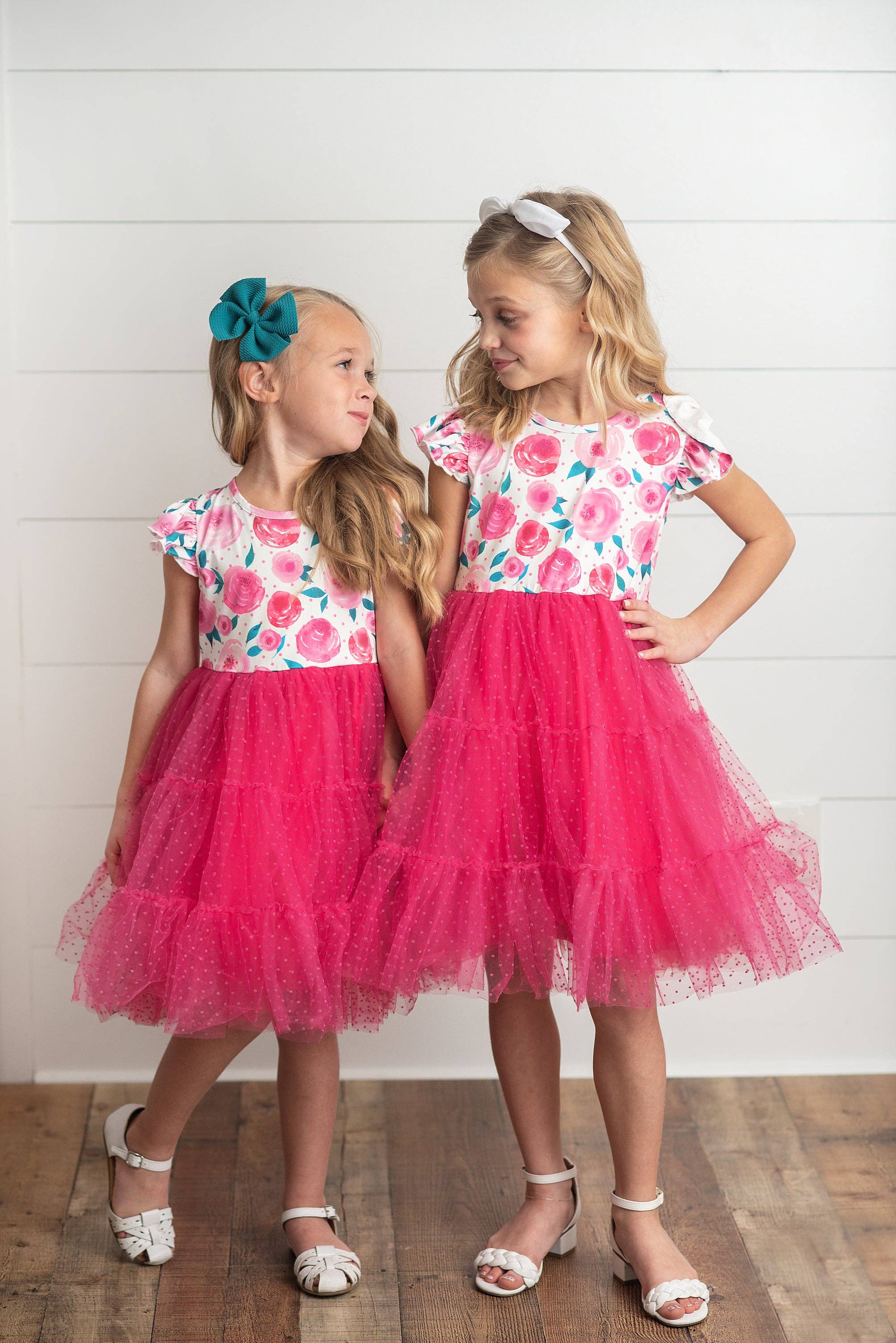 Adorable Sweetness - Wholesale Dress - Kids - Girls Bright Pink Rose Tiered Tulle Spring Easter Dress1