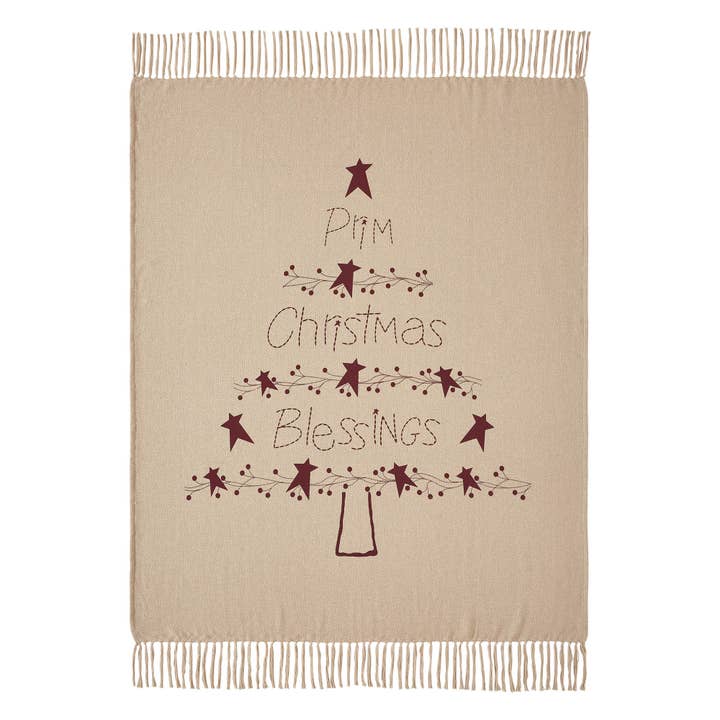 VHC Brands - Wholesale Throw Blanket - Gable Prim Christmas Blessings Woven Throw 50x601