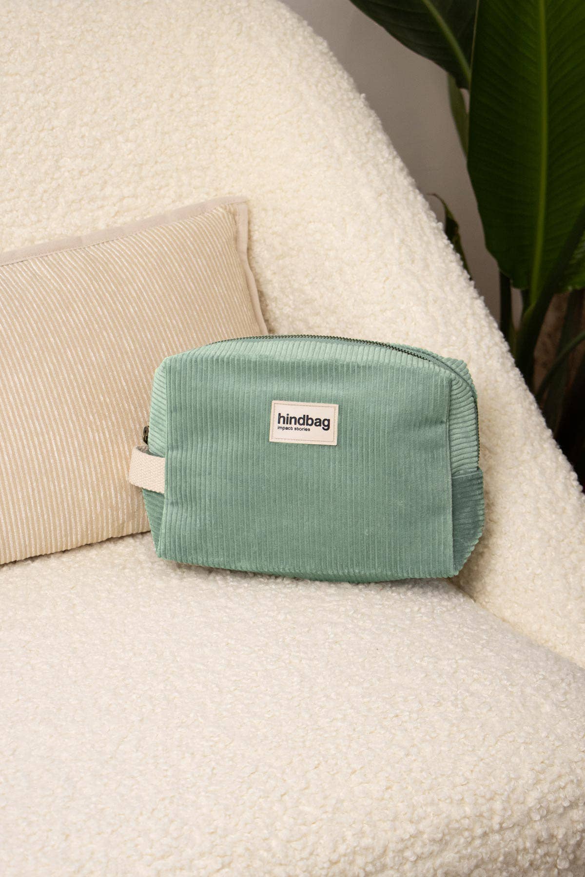 Hindbag – Engroshandel Toilettaske - Dame – Leon Toilettaske Velour Vandgrøn1