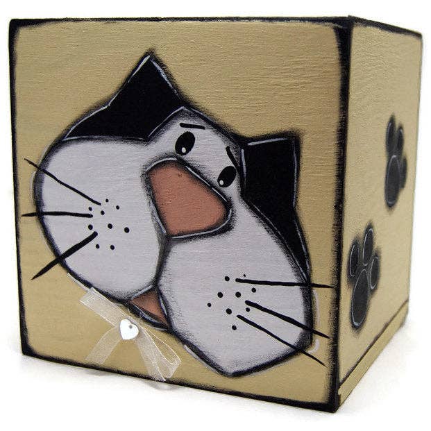 Luldesign - Wholesale Tissue Box - Wooden tissue box with painted cat.4