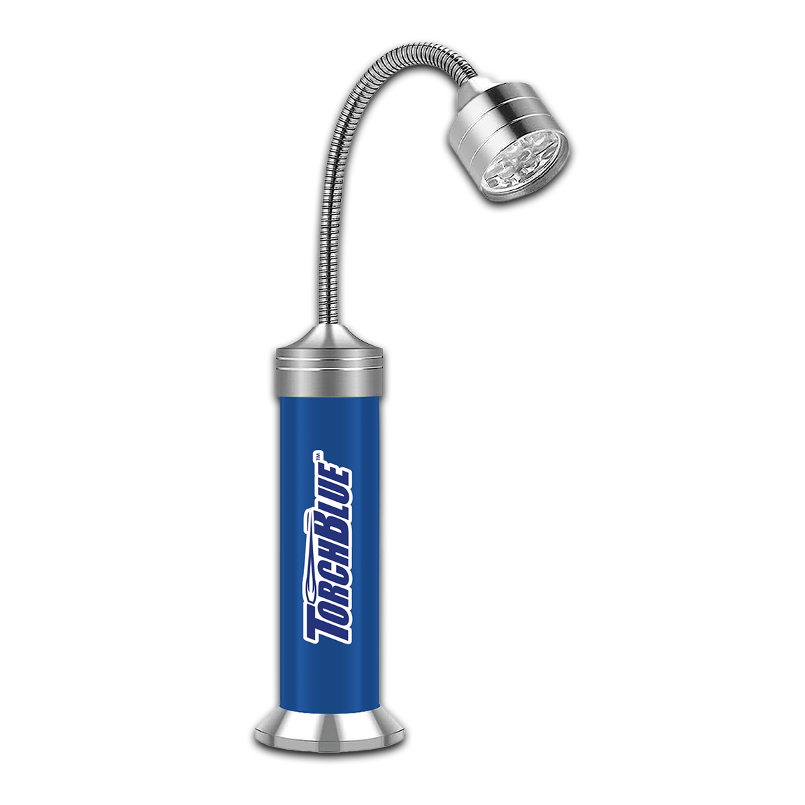 Novelty Brands - Wholesale Handheld Flashlight - Torch Blue Magnetic Grill Silver LED Flashlight - 6/Display1