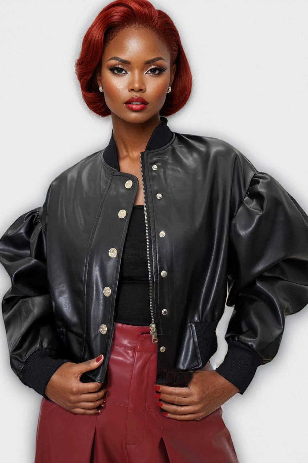 N by Nancy - Wholesale Leather Jacket - Women's - CH0098 JACKET TOP (BLK, GRN)0