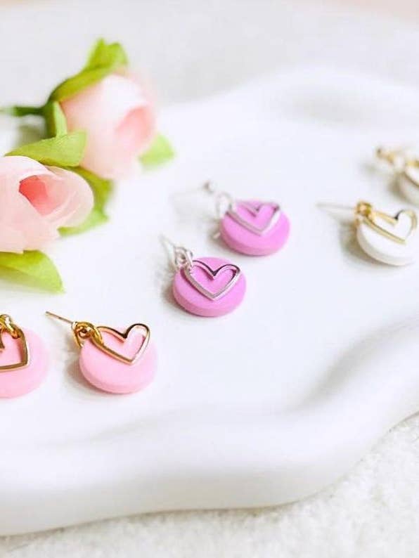 Cute Heart Polymer Clay Earrings | Valentine’s Day Earrings | love Dangling Jewelry | Handmade Beautiful Dangle Earrings | Mother Day Gift for wholesale by Eflie