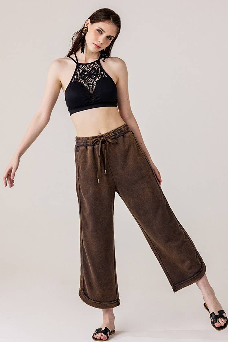 noflik - Wholesale Pants - Women's - Dolphin Tail Wide Leg Mineral Washed Pants - INP1023_10