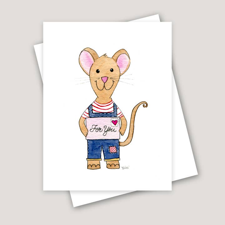 Valentine Mouse with Love Letter for wholesale by Kelli McNichols Art