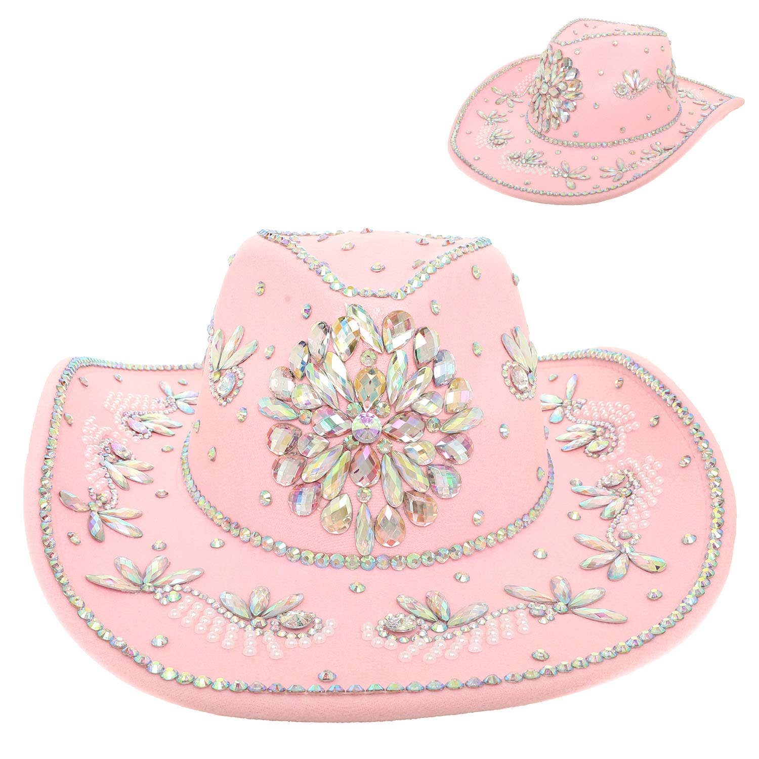 SP Sophia Collection - Wholesale Cowboy Hat - Women's - Sombrero Style Cowboy Hat with Crystal and Pearl Accents3