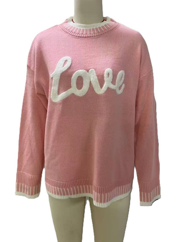 Rosa Clothing - Wholesale Knit Sweater - Women's - Valentines LOVE Letter Jacquard Sweet Knit Sweater7