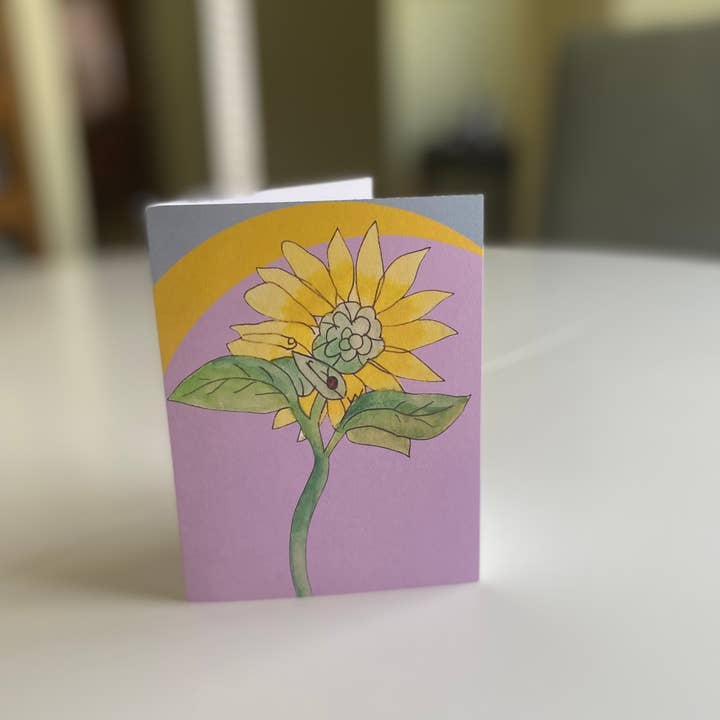 Ladybug Flower "Grow" Printed Blank Greeting Card for wholesale by Lexie Manion