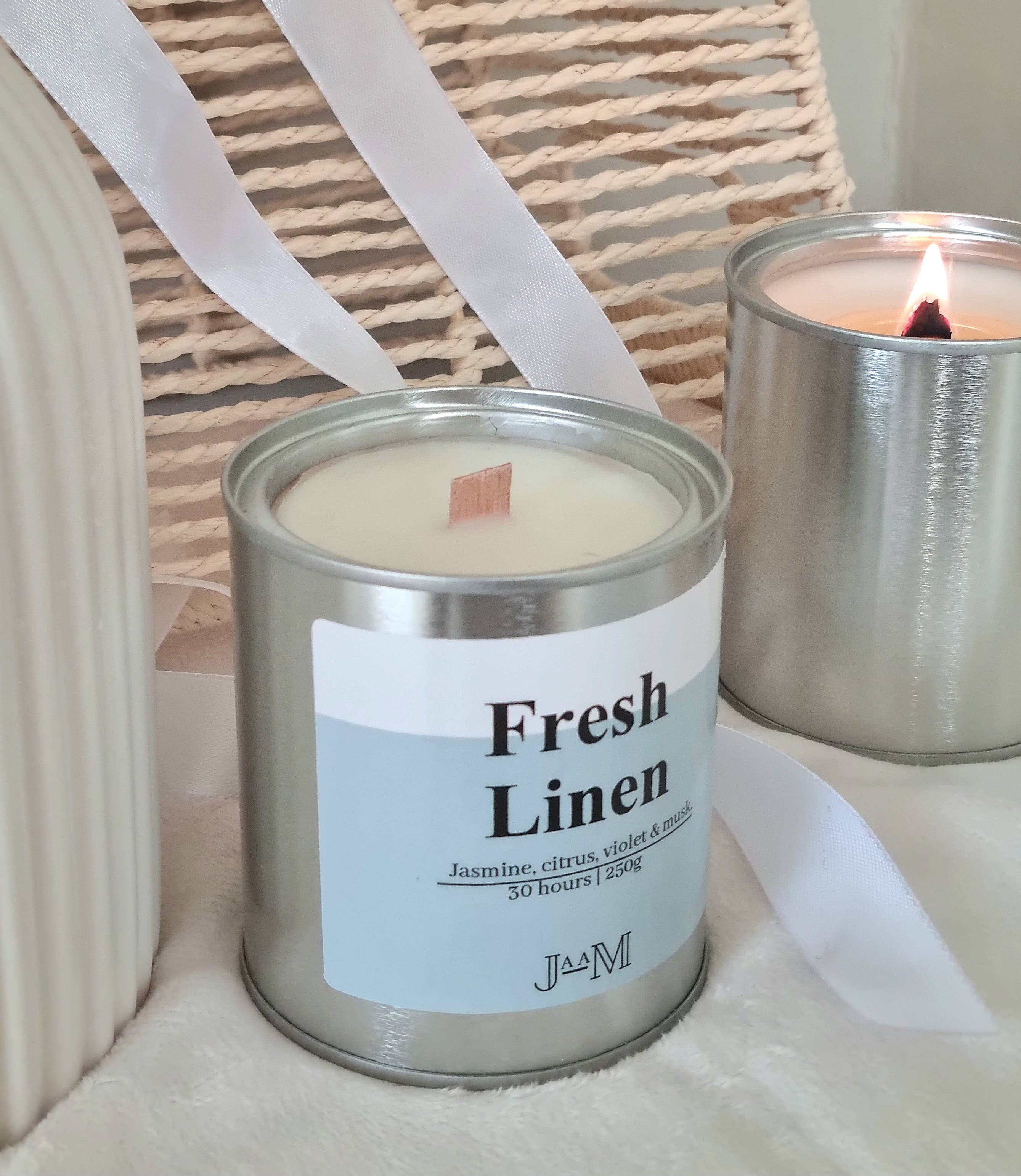 JaaM – wholesale Travel candles – Fresh Linen Wood Wick Candle Fresh Clean Scented Candle1