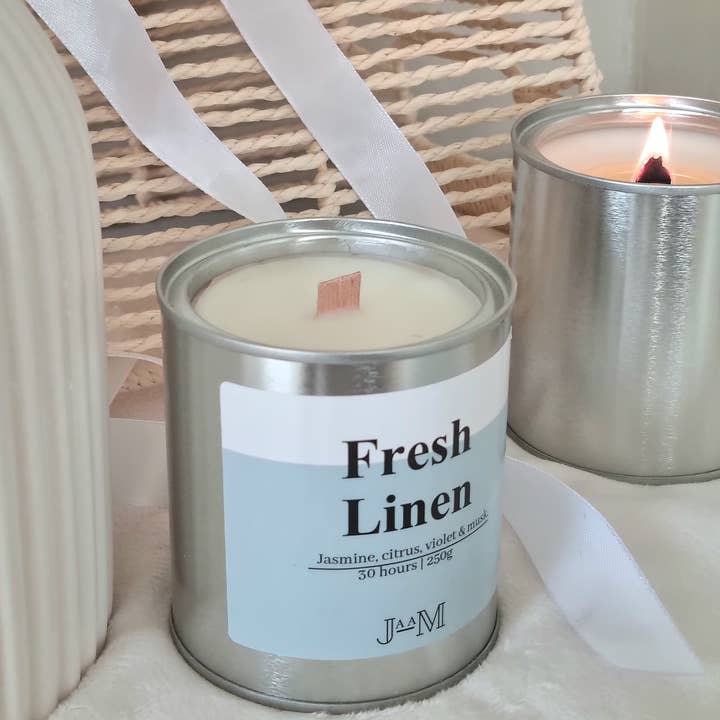 JaaM – wholesale Travel candles – Fresh Linen Wood Wick Candle Fresh Clean Scented Candle1