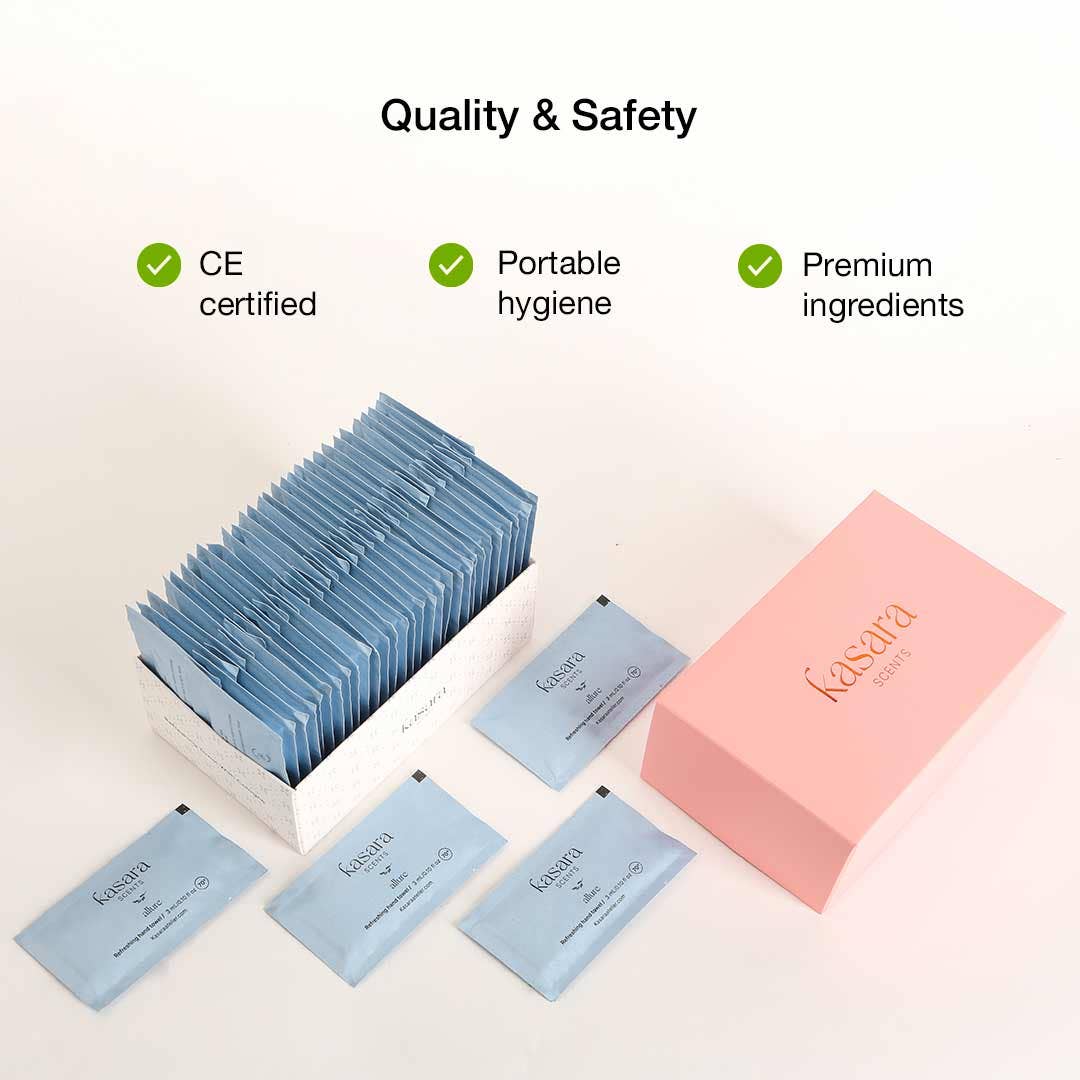 Kasara Atelier - Wholesale Face & Body Wipes - Allure, perfumed wipes 60pcs Bergamot, Lemon5