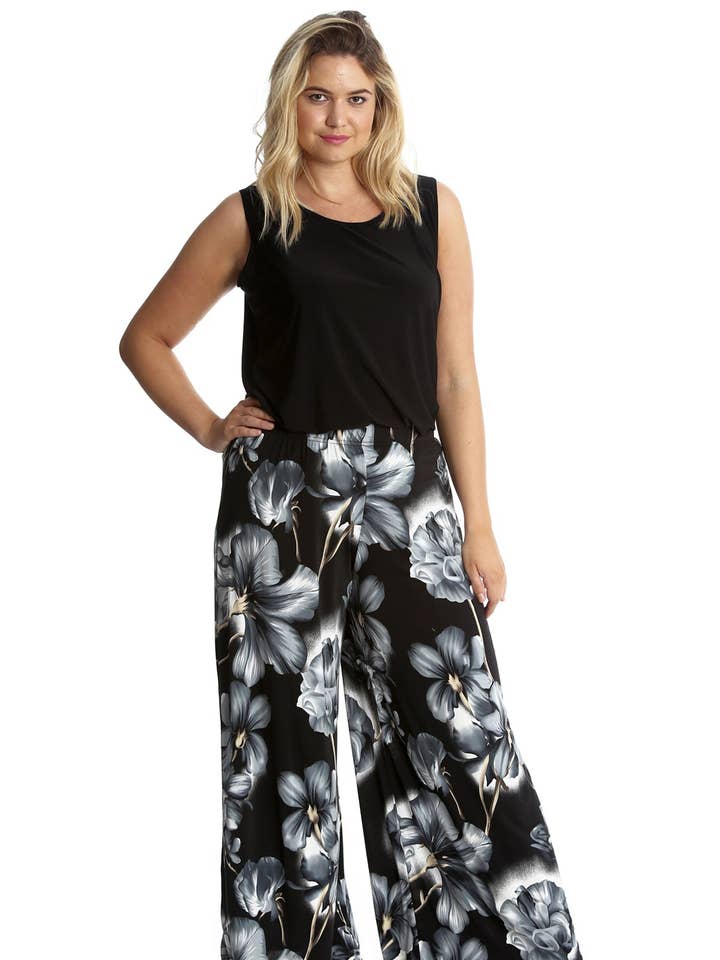 6074 Pantalon Palazzo Imprimé Floral Grande Taille pour la vente par NOUVELLE