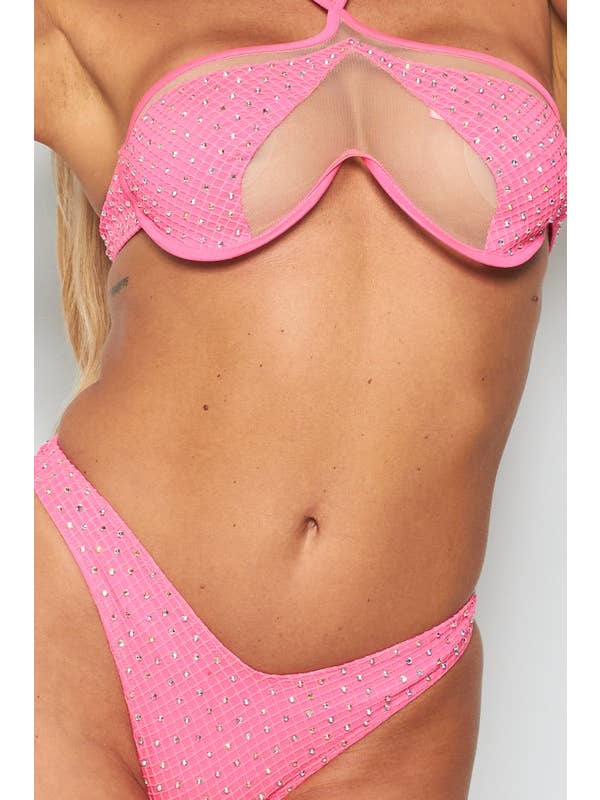 BANJUL - Wholesale Two Piece Swimsuit - Women's - BCCTRS71163 2Pcs Rhinestone Bikini Set - Sale8