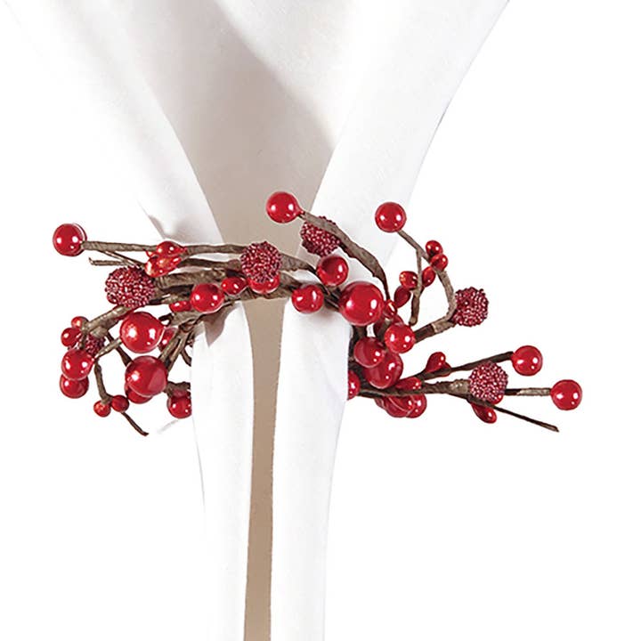 C&F Home - Wholesale Napkin Ring - Christmas Berries Wreath Napkin Ring0