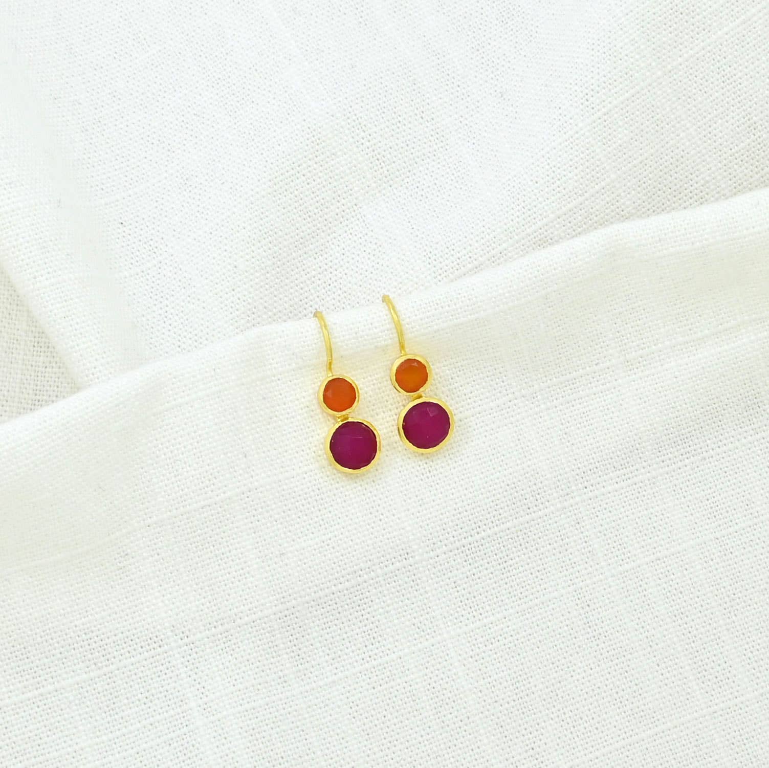 Schmuckoo Berlin - Wholesale Dangle Earrings - Delphine Gold Earring - Pink Jade & Orange Carnelian1