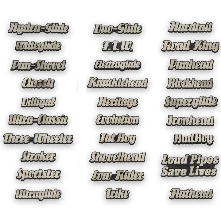 Vintage Biker Pins met Woorden voor wholesale door Hungry Ghost Press