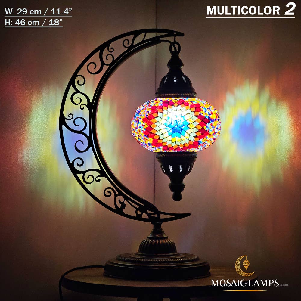 Mosaic Lamps - Wholesale Accent/Desk Lamp - 10+ Colors - Moroccan Moon Table Lamp, Arc, Murano Crescent27