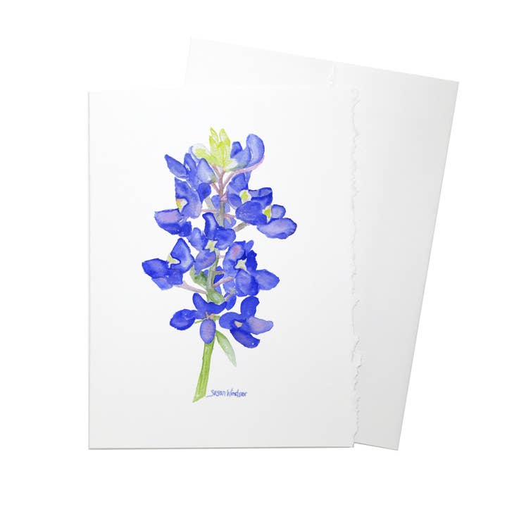 Bluebonnet 2 Watercolor Greeting Card for wholesale by Susan Windsor
