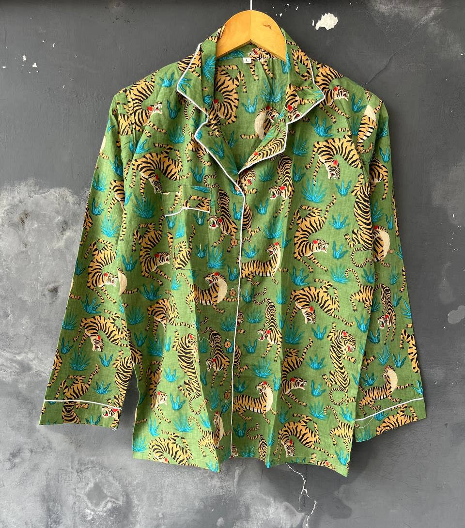 bhavnas boutique - Wholesale Sleepwear Set - Women's - Tiger Printed Pant And Shirt Set Cotton Night Suit PJ Sets1