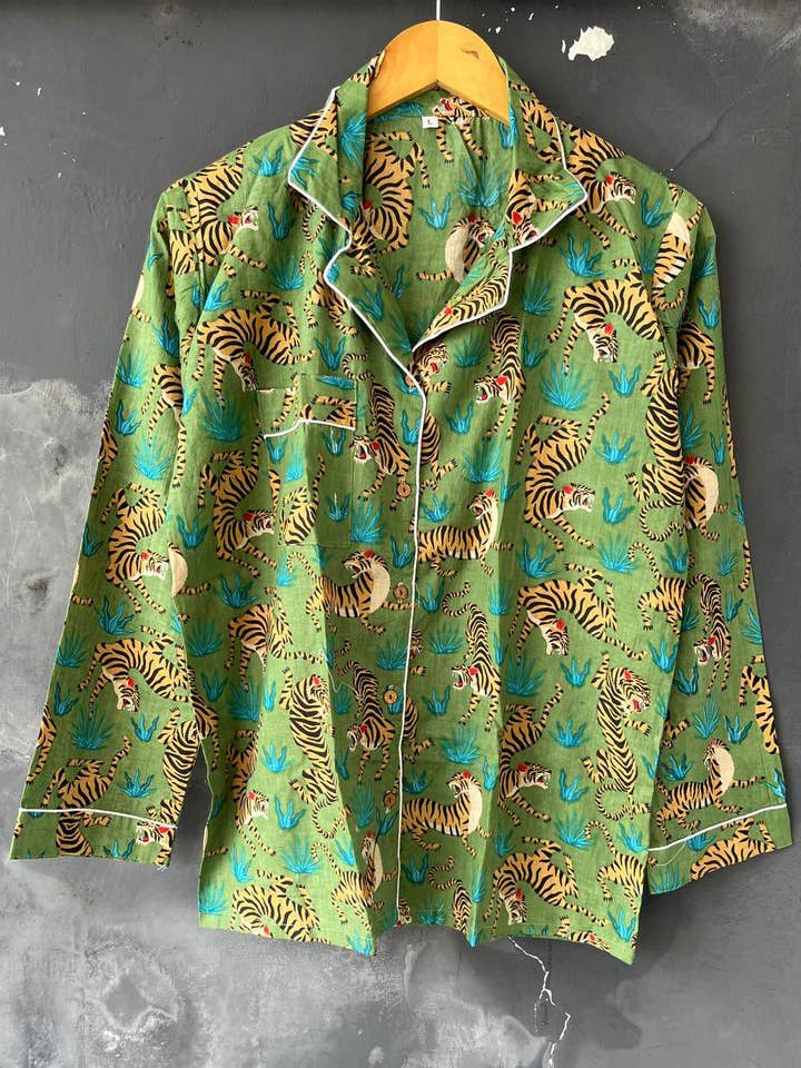 bhavnas boutique - Wholesale Sleepwear Set - Women's - Tiger Printed Pant And Shirt Set Cotton Night Suit PJ Sets1