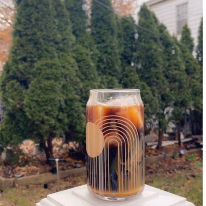 Pink pretty designs – Großhandel Trinkglas/Tasse – Regenbogen-Bierglas-Dose, Boho, Eiskaffee, Natronglas7