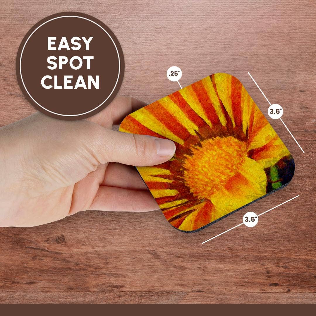 3dRose - Vente Sous-verre - 3dRose, Peinture acrylique de gazania rouge et jaune, dessous de verre13