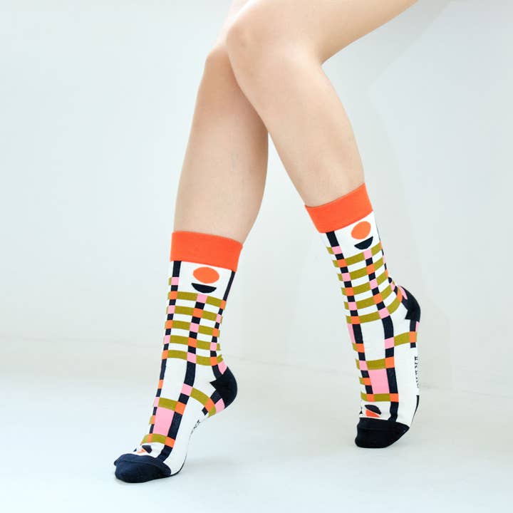 Soft Combed Cotton Crew Socks | Bauhaus Bliss for wholesale by Ohana Sunshine