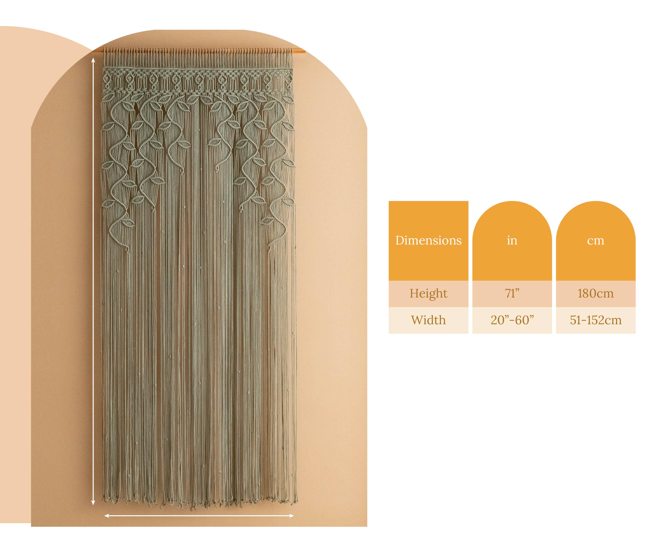 HeartCrafted – wholesale Curtain – Macrame Leaves Curtain C011