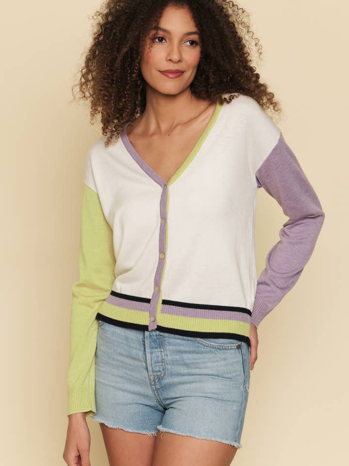 57439c Color Blocked Cardigan for wholesale by Mystree