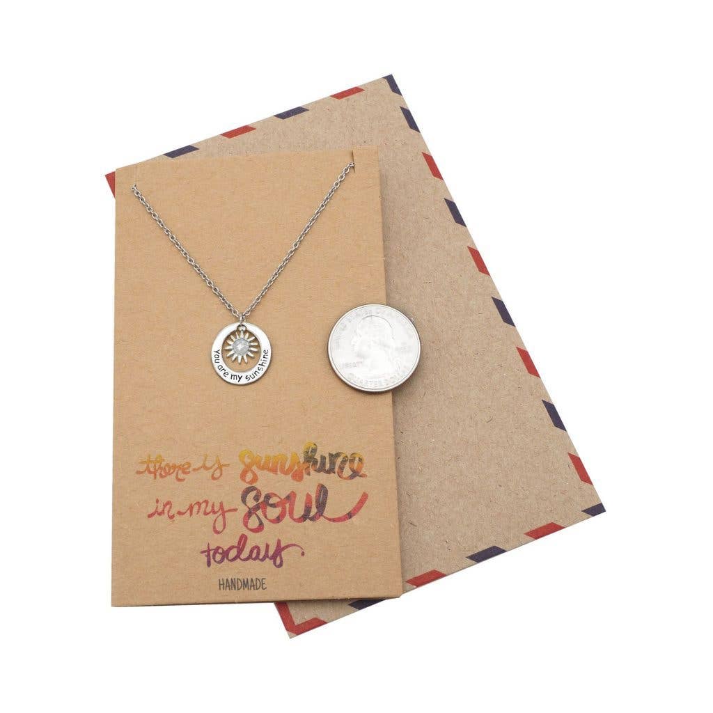 Quan Jewelry - Wholesale Pendant/Charm Necklace - Liv You Are My Sunshine Necklace Engraved Gifts Jewelry Gree9