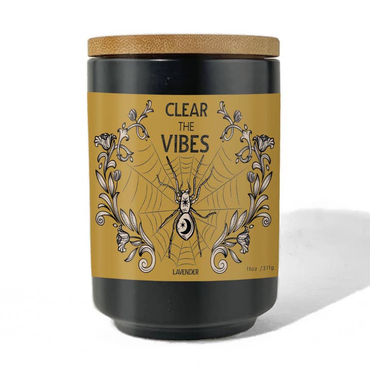 Candela Clear the Vibes Garden Energy Clearing in lavanda per la vendita all'ingrosso da parte di Sow the Magic