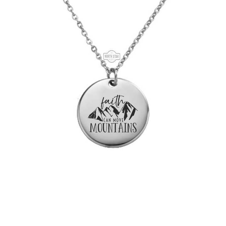 Faith Can Move Mountains Dainty Pendant Necklace for wholesale by North Star Rustics Too