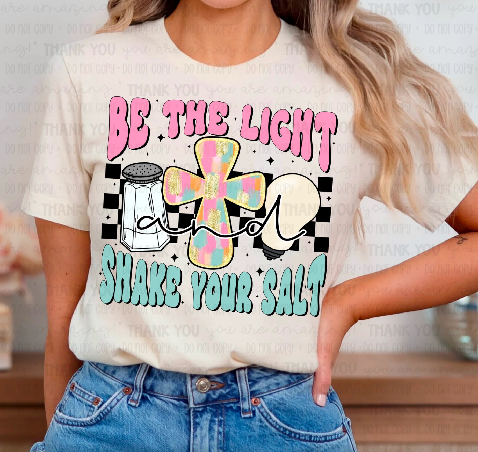 K and M Designs - Vendita all'ingrosso Decalcomania a sublimazione - Sii la luce scuoti il tuo sale trasferimento DTF0