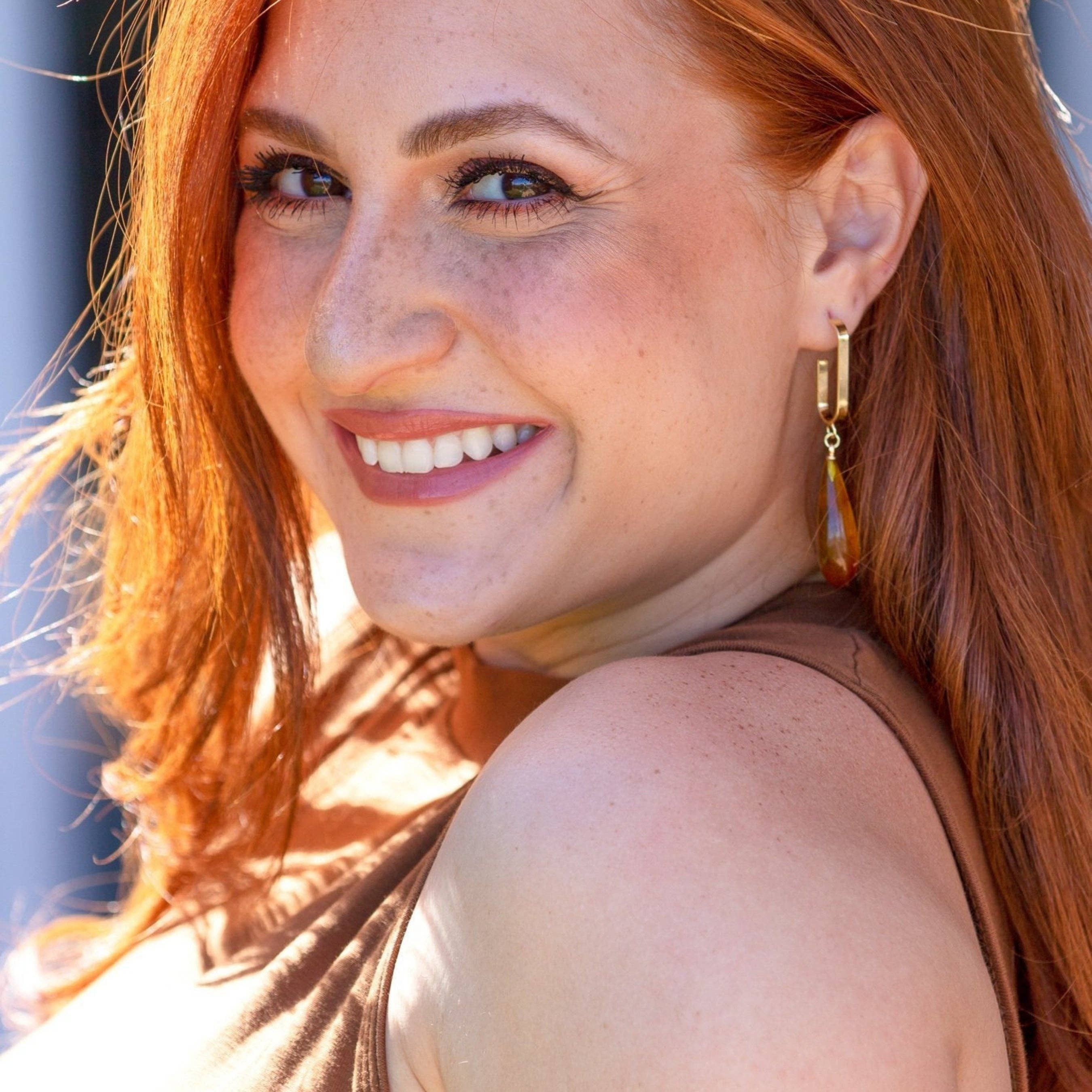 TaifJewely - Wholesale Dangle Earrings - TEAR-DROP RESIN HOOP EARRINGS.2