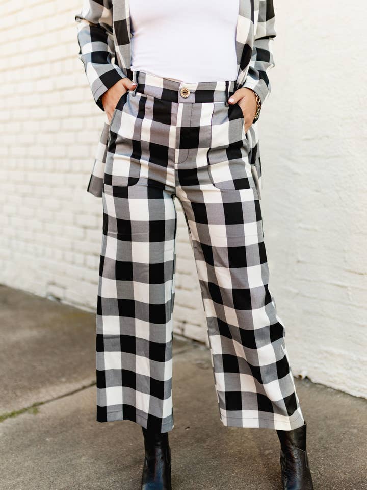 TH56 BLACK GINGHAM PANT (8 Piece) for wholesale by Turquoise Haven