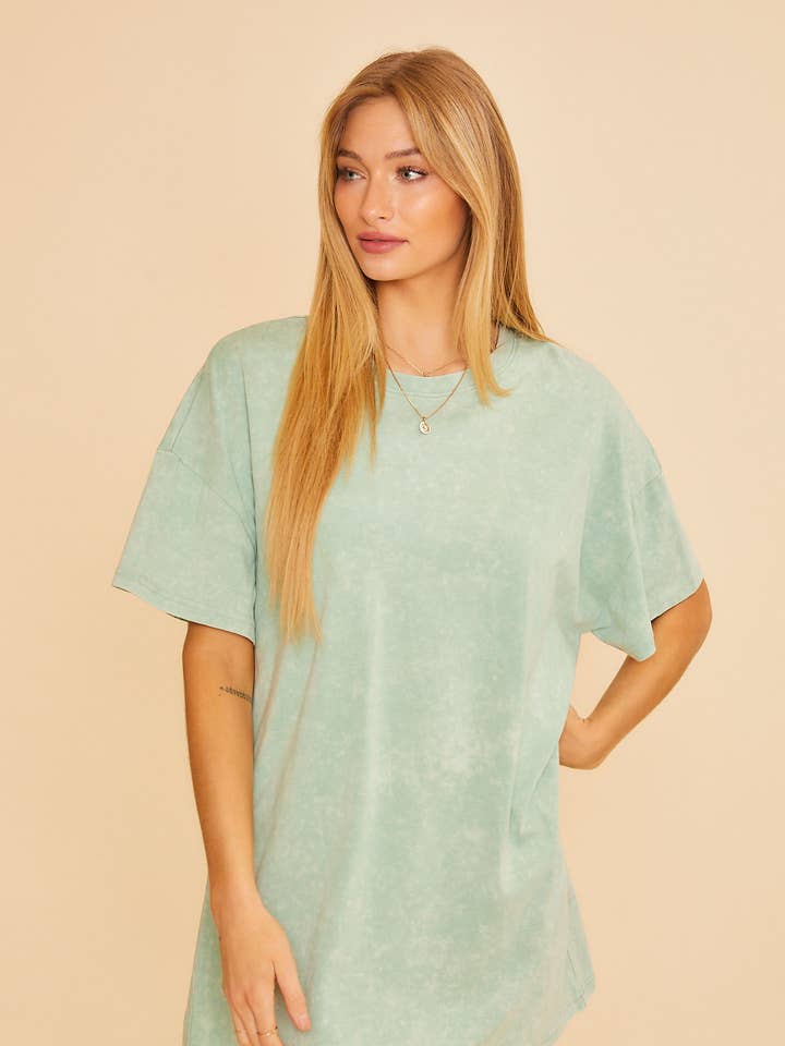 Baevely by Wellmade USA - Wholesale Tunic – Women’s - ACID WASH T-SHIRT24