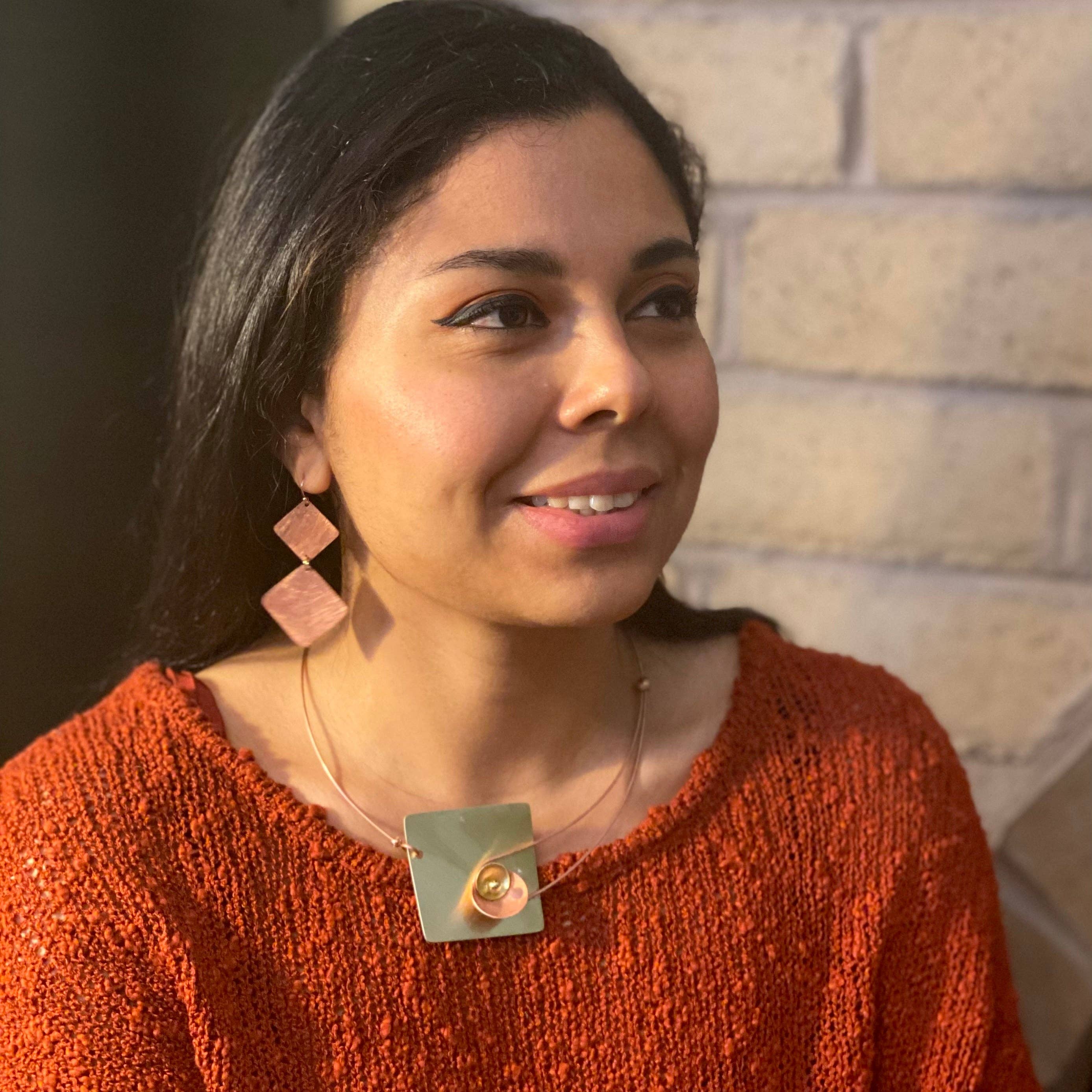 Chick Boss LLC - Wholesale Pendant/Charm Necklace - DAWN Best Selling Small Angular Metal Necklace from the SCULPTURAL Collection with Simulated Pearl or Jade option2