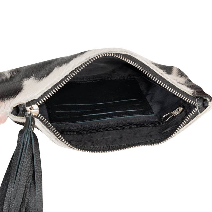 Greenwood Leather AU - Wholesale Wristlet - Savanna Hair-On Hide Wristlet – Black & White Leather Pouch