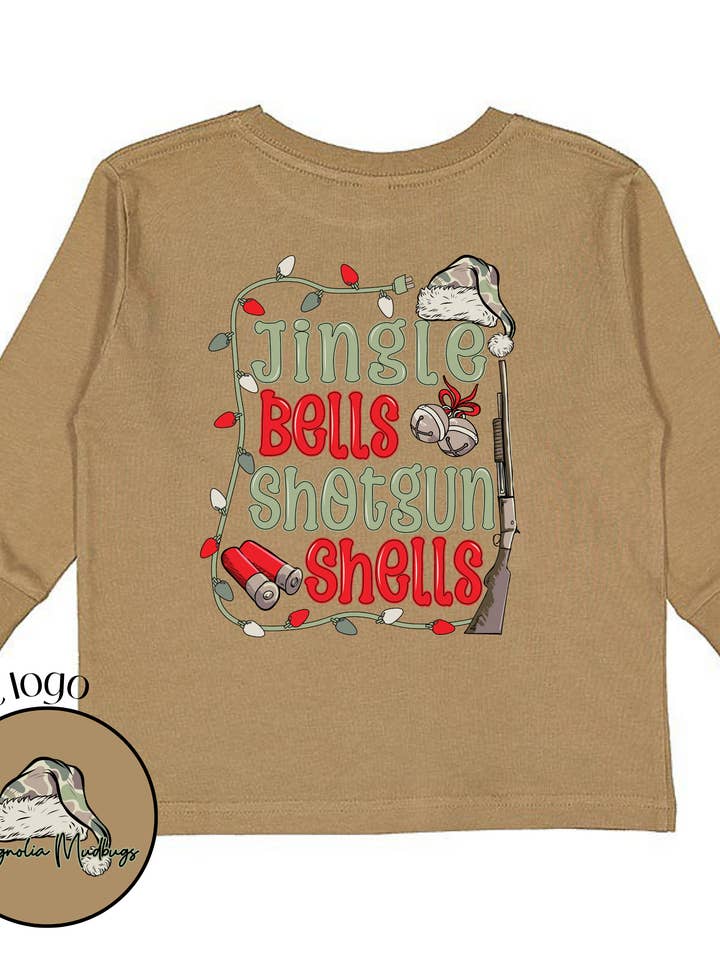 Magnolia Mudbugs - Wholesale Screen Printed T-Shirt - Kids - Jingle Bells Shotgun Shells Kids T-Shirt | Christmas