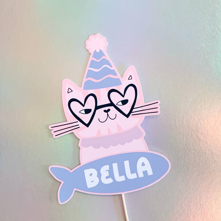 Custom Cat Birthday Cake Topper & Party Decorations for wholesale by Uncouth Coco