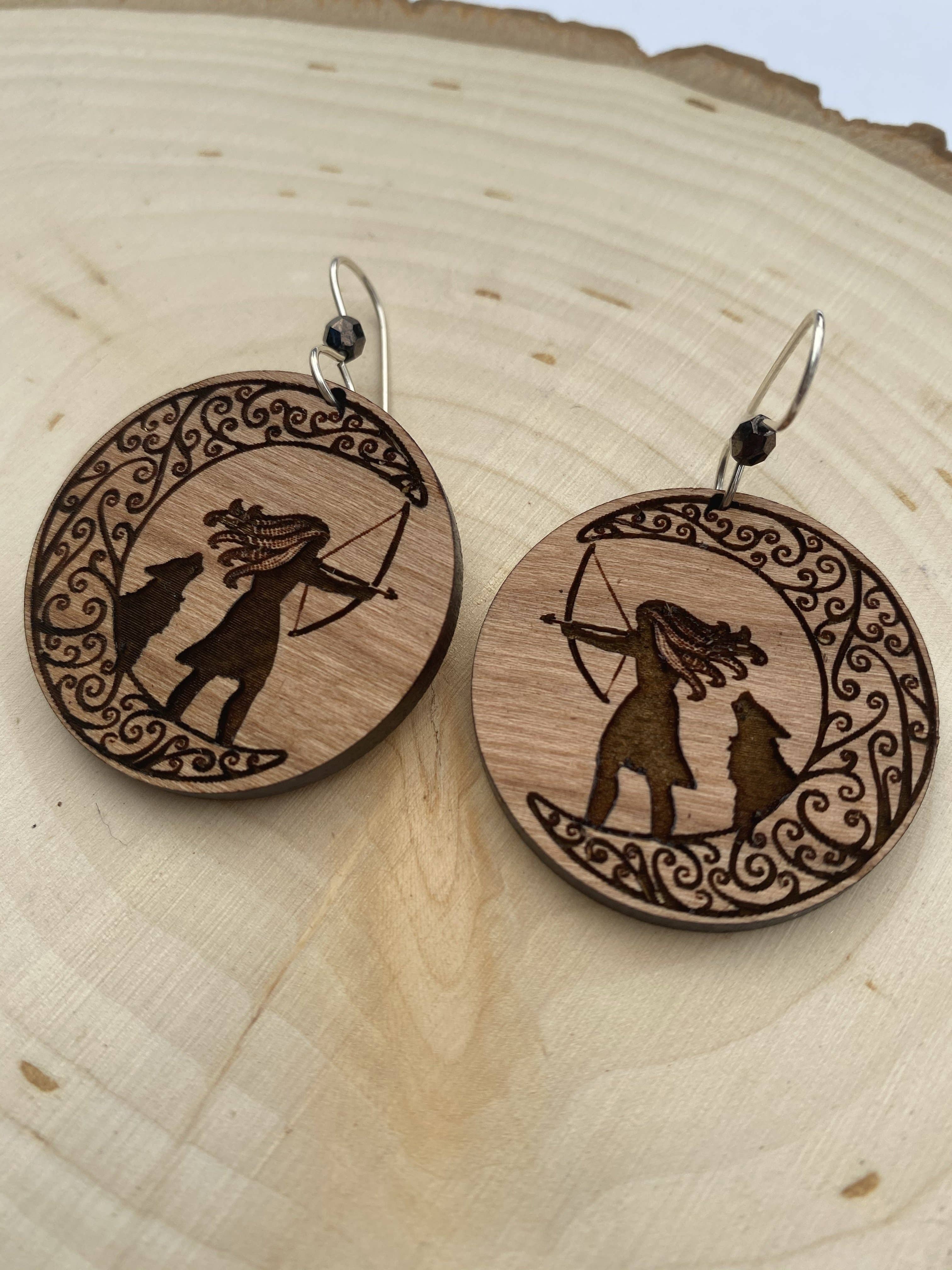 Violet Lotus - Wholesale Dangle Earrings - Yoga Jewelry | Artemis Goddess Wooden Earrings6