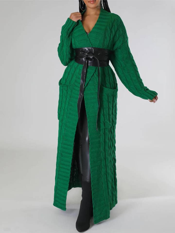 Rosa Clothing - Wholesale Cardigan - Women's - Multicolored Long coat knit cardigan11