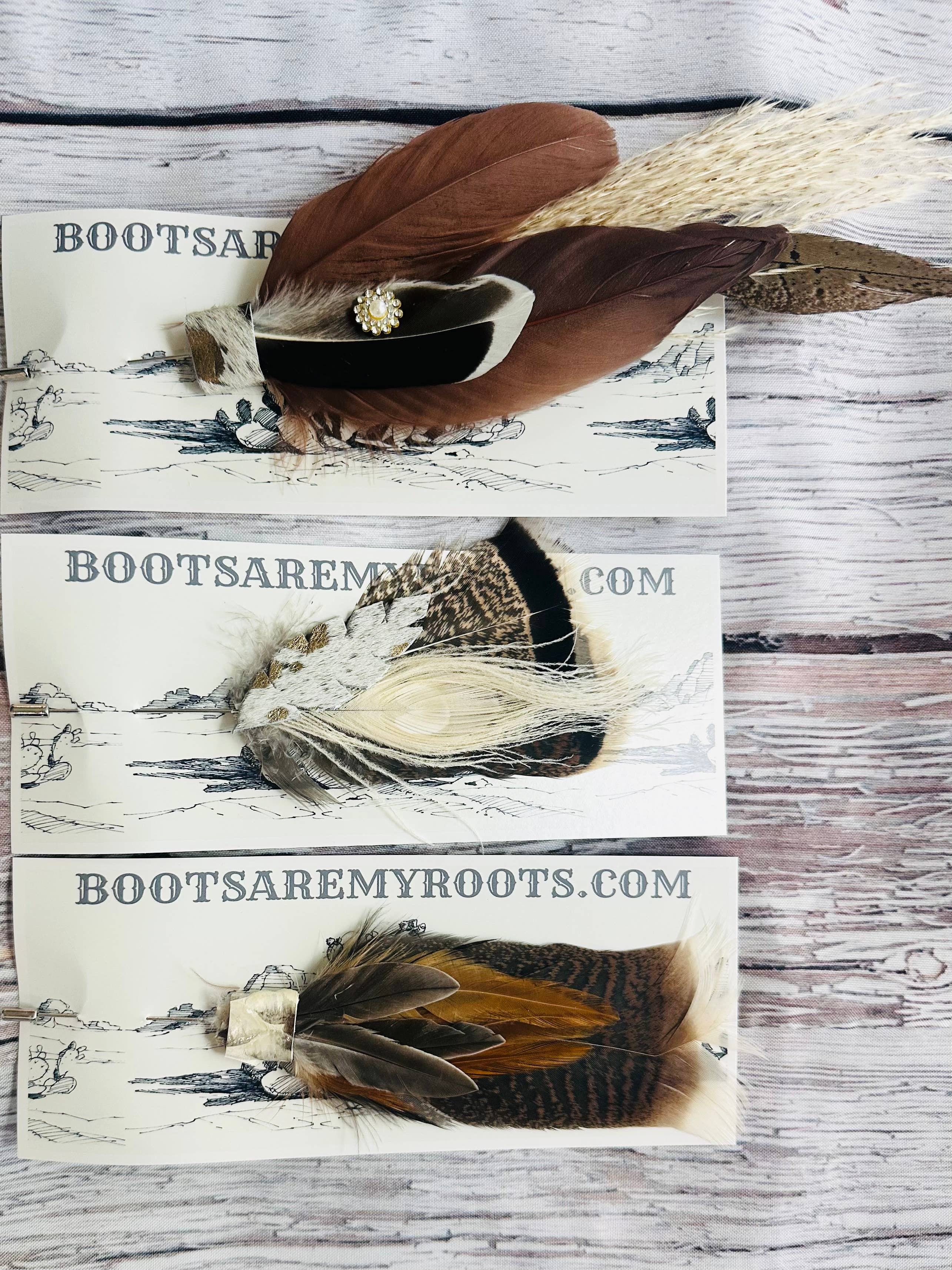 Boots Are My Roots - Vente Accessoire pour chapeau – femme - Épingles à chapeau en plumes mélangées2
