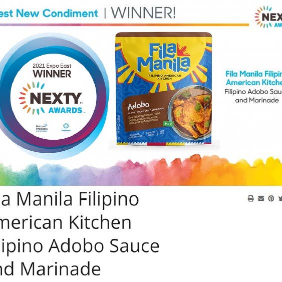Fila Manila Filipino American Kitchen - Wholesale Sauce - Filipino Adobo Award-Winning Sauce and Marinade (8oz POUCH)