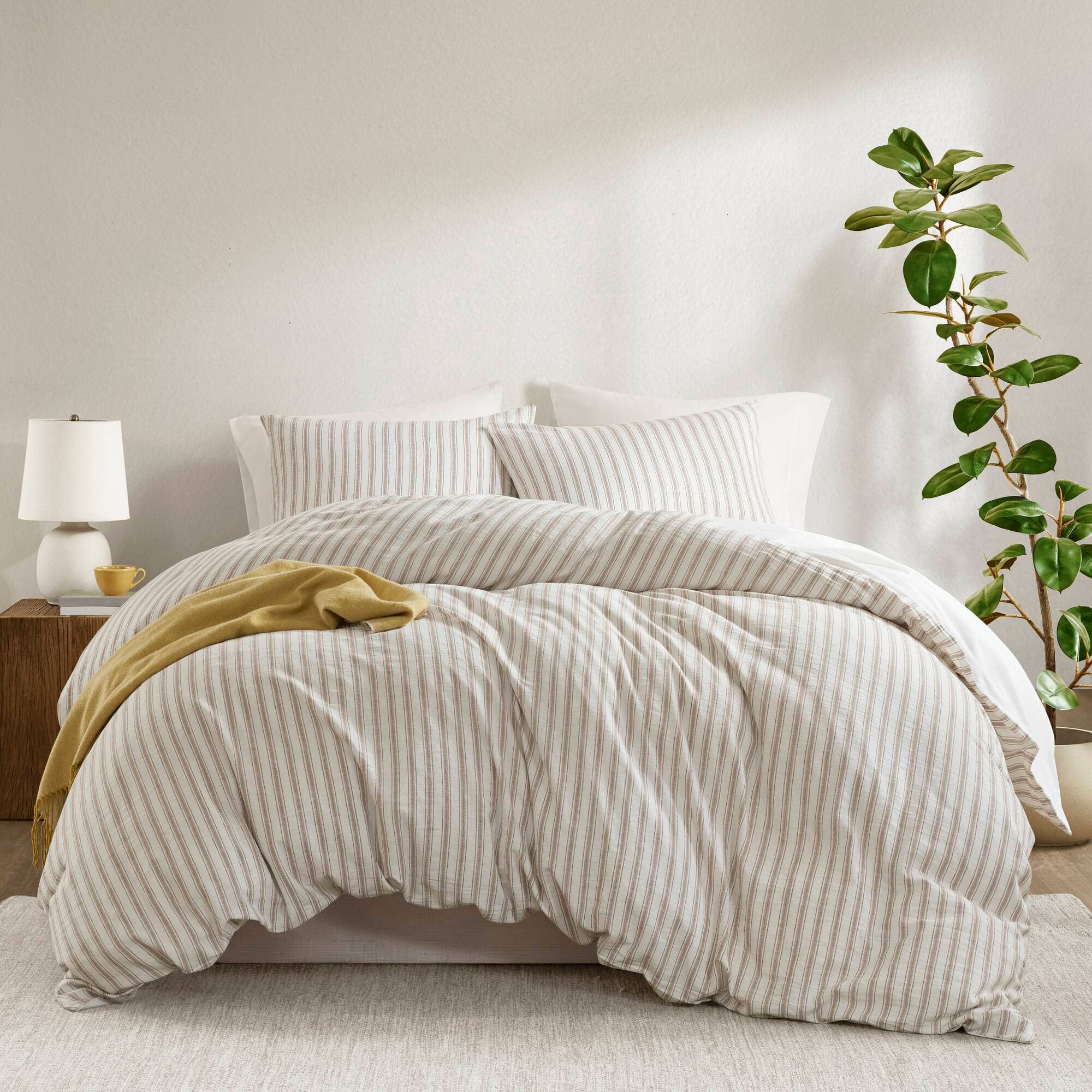 Olliix - Wholesale Bedding Set - 3 Piece Yarn-Dyed Stripes All-Seasons Duvet Set, Tan5