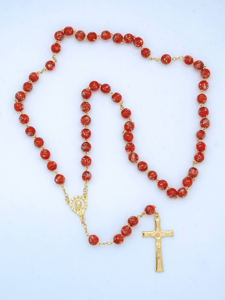 PML900R- Luminous Red Rosary for wholesale by Contreras Designs
