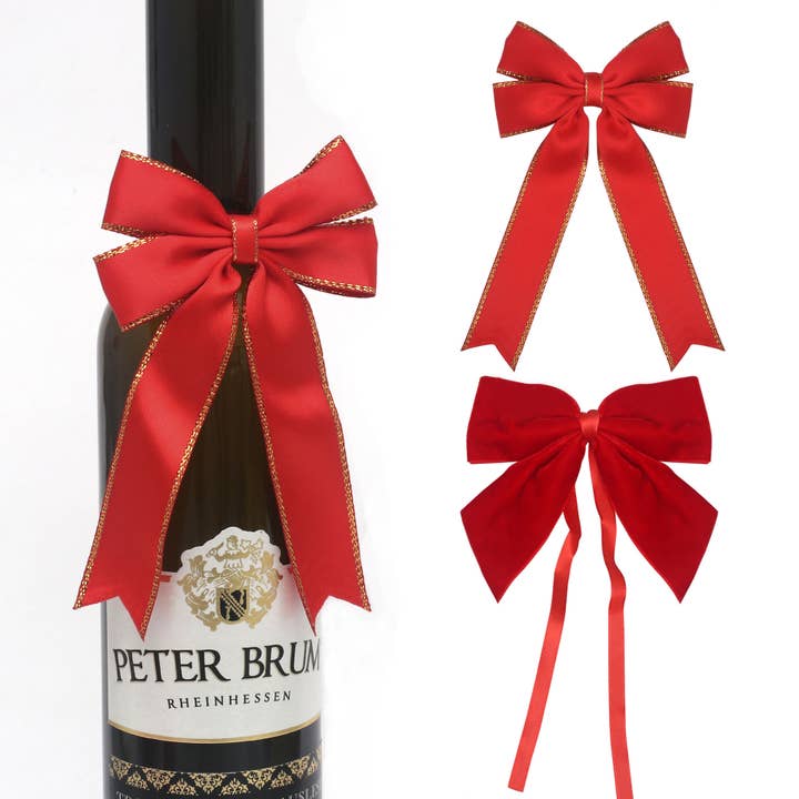Christmas Wine Bottle Covers Velvet Bows Champagne for wholesale by MKS America