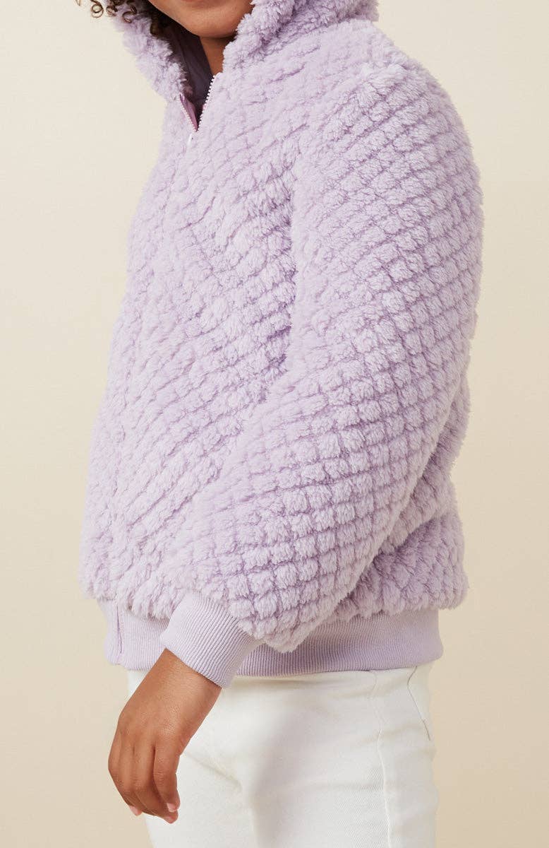 Mokka Gesteppte Plüschjacke mit Kapuze für Mädchen für den Großhandel auf Faire9