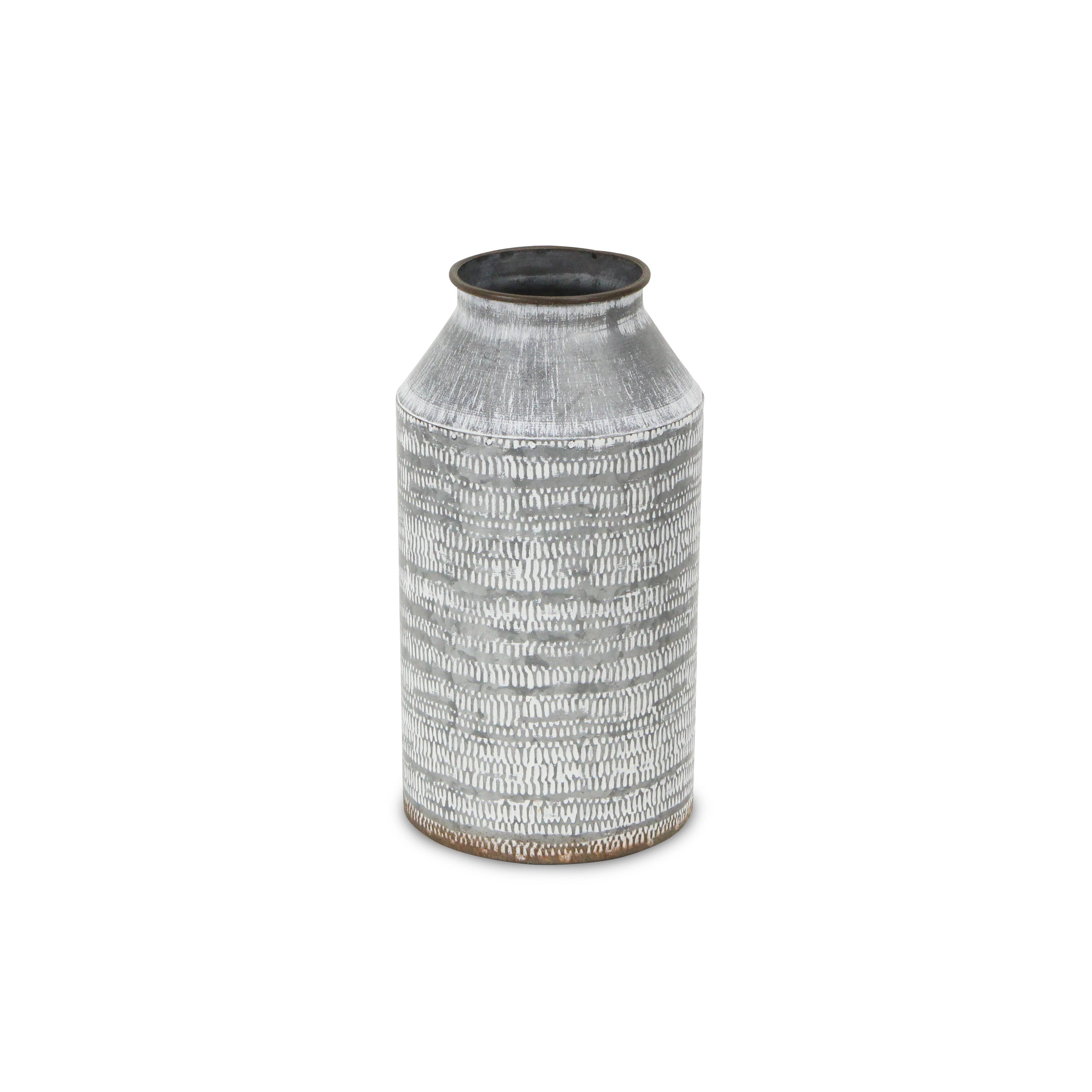 Cheungs Home Decor - Wholesale Decoratieve pot - Aziatisch witgewassen kruikdecor met gegalvaniseerd patroon3